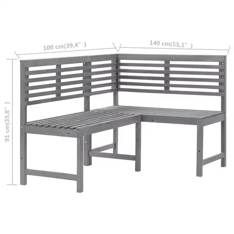Banc d'angle de patio vidaXL, Banc d'extérieur en bois, Bois d'acacia massif