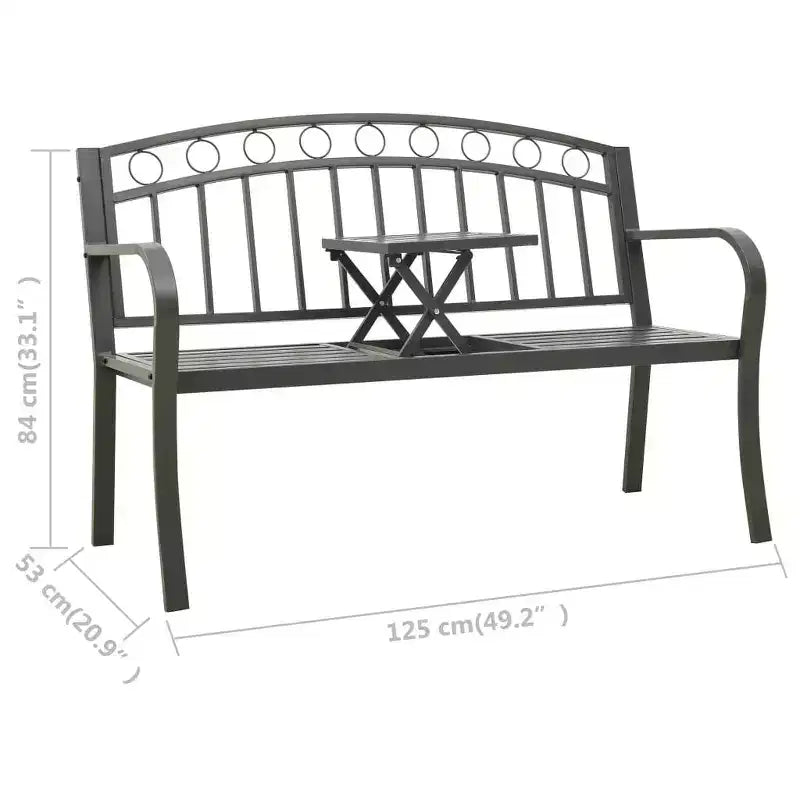 vidaXL Banc de jardin Acier poudré Taille moyenne Durable