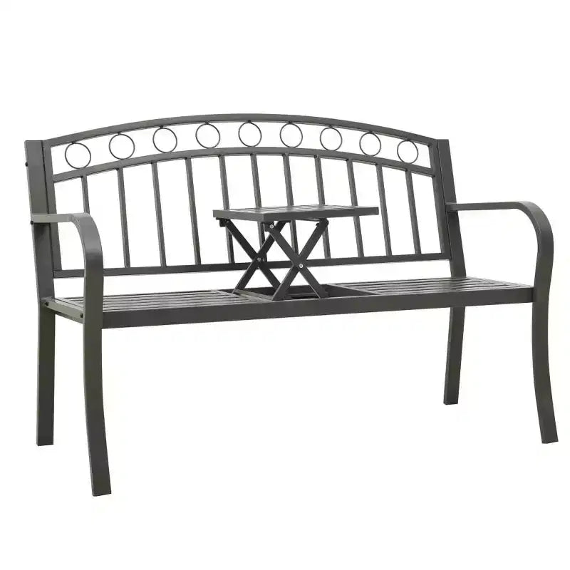 vidaXL Banc de jardin Acier poudré Taille moyenne Durable