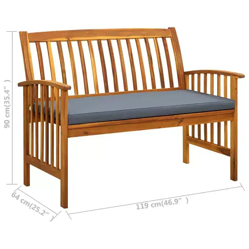 vidaXL Banc de jardin d'extérieur avec coussin en bois d'acacia massif