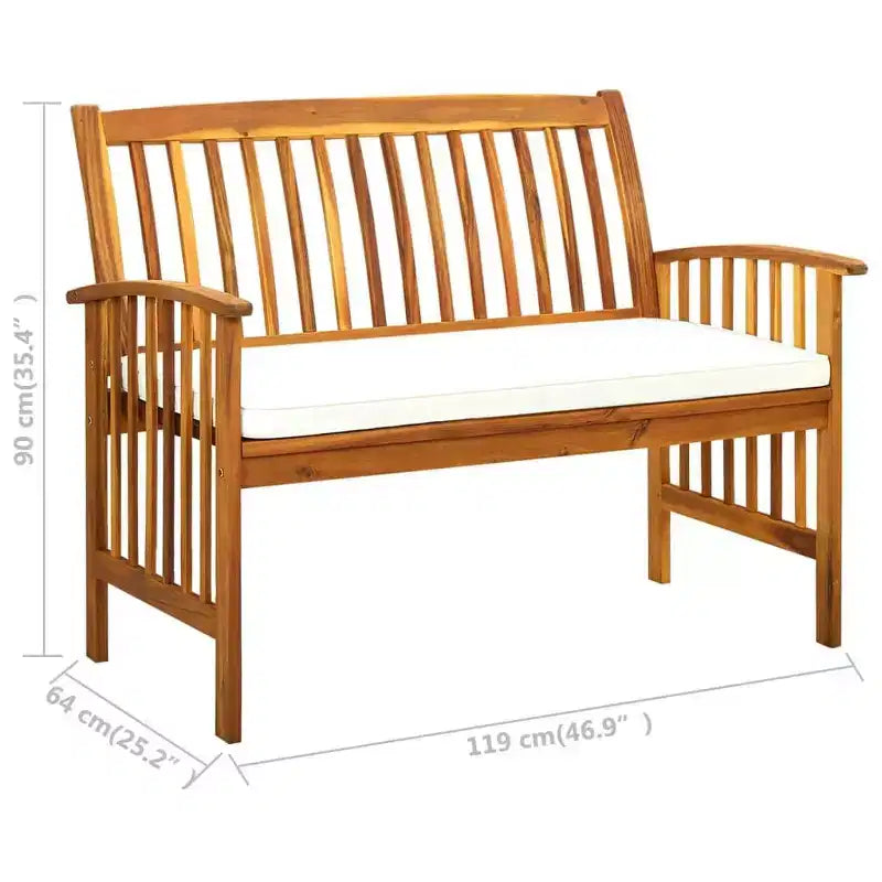 vidaXL Banc de jardin d'extérieur avec coussin en bois d'acacia massif