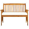 vidaXL Outdoor Patio Bench Garden Park Bench with Cushion Solid Wood Acacia