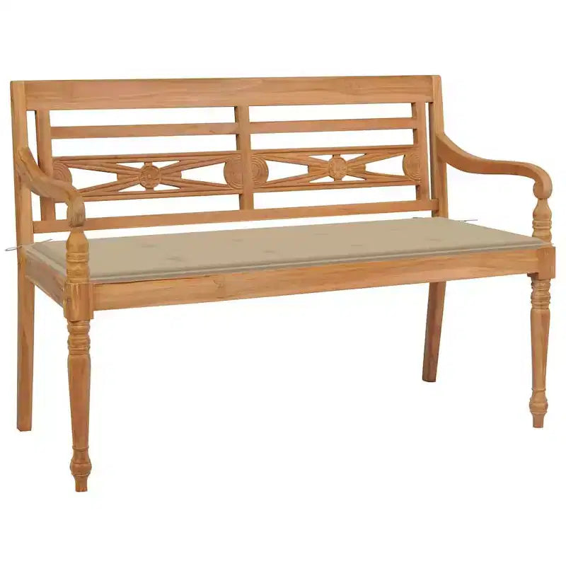 vidaXL Banc de jardin Batavia avec coussin, causeuse de terrasse en teck massif