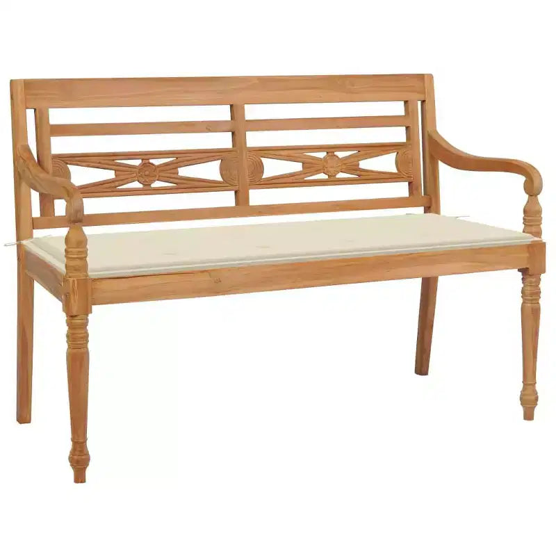vidaXL Banc de jardin Batavia avec coussin, causeuse de terrasse en teck massif