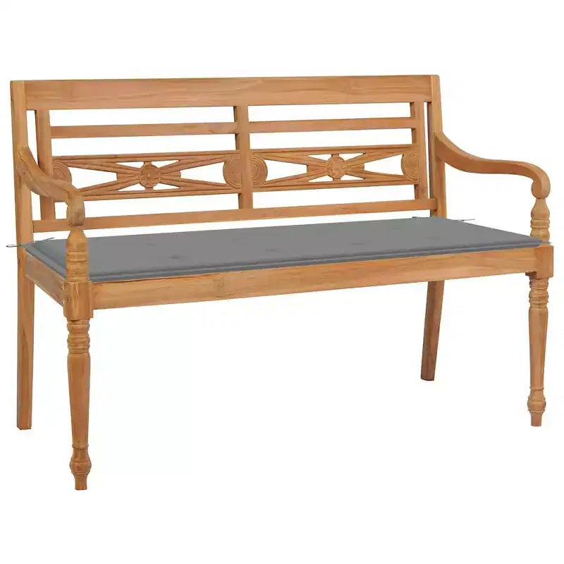 vidaXL Banc de jardin Batavia avec coussin, causeuse de terrasse en teck massif