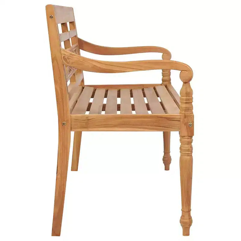 vidaXL Banc de jardin Batavia avec coussin, causeuse de terrasse en teck massif