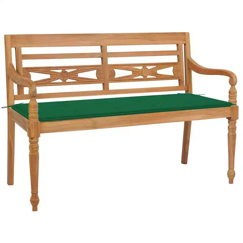 vidaXL Banc de jardin Batavia avec coussin, causeuse de terrasse en teck massif