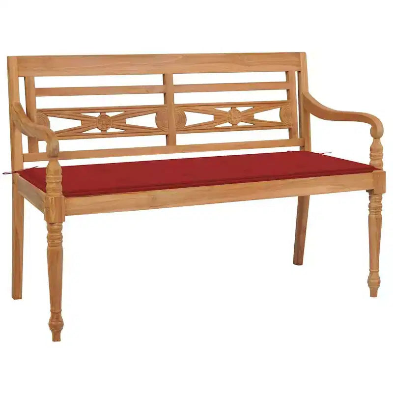 vidaXL Banc de jardin Batavia avec coussin, causeuse de terrasse en teck massif