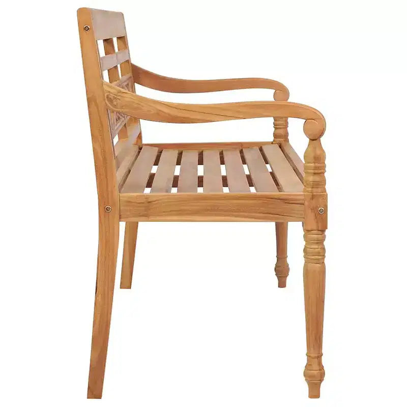 vidaXL Banc de jardin Batavia avec coussin, causeuse de terrasse en teck massif