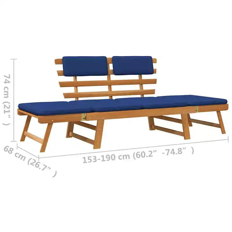 vidaXL Banc de jardin vert, marron Bois d'acacia massif, polyester Moyen