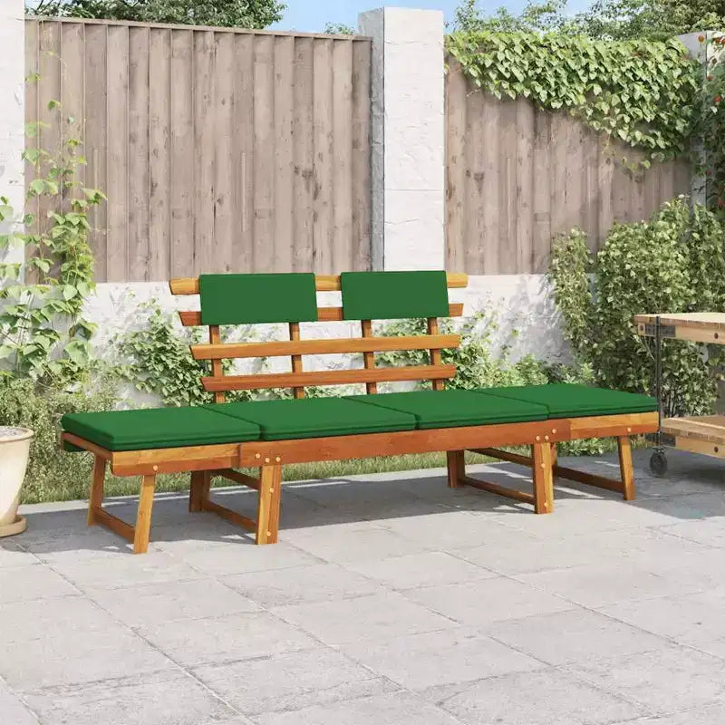 vidaXL Banc de jardin vert, marron Bois d'acacia massif, polyester Moyen
