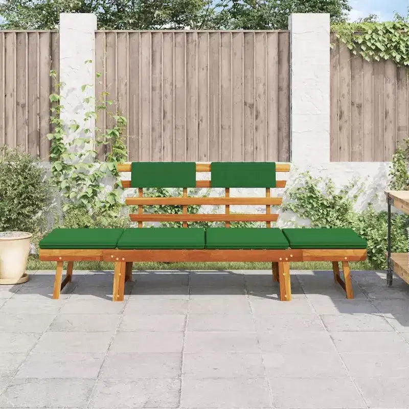 vidaXL Banc de jardin vert, marron Bois d'acacia massif, polyester Moyen