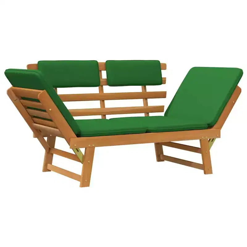 vidaXL Banc de jardin vert, marron Bois d'acacia massif, polyester Moyen