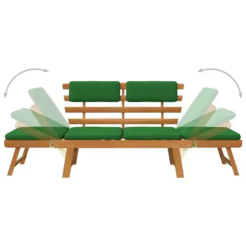 vidaXL Banc de jardin vert, marron Bois d'acacia massif, polyester Moyen