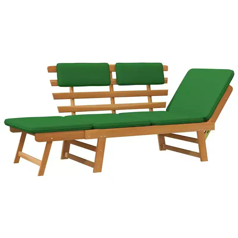 vidaXL Banc de jardin vert, marron Bois d'acacia massif, polyester Moyen