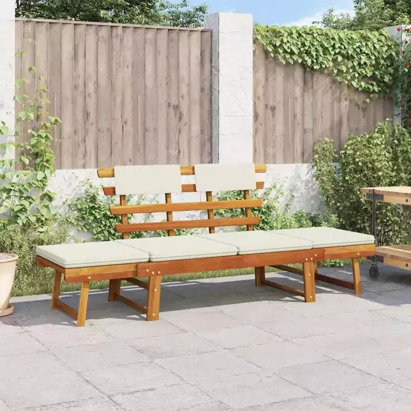 vidaXL Banc de jardin vert, marron Bois d'acacia massif, polyester Moyen