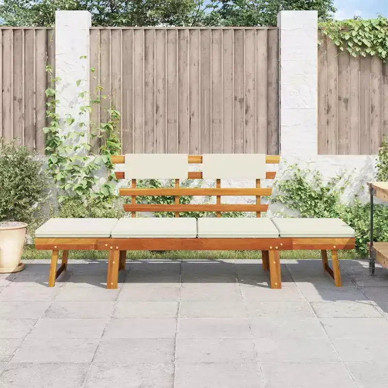 vidaXL Banc de jardin vert, marron Bois d'acacia massif, polyester Moyen