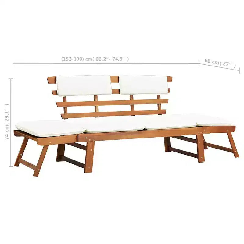 vidaXL Banc de jardin vert, marron Bois d'acacia massif, polyester Moyen