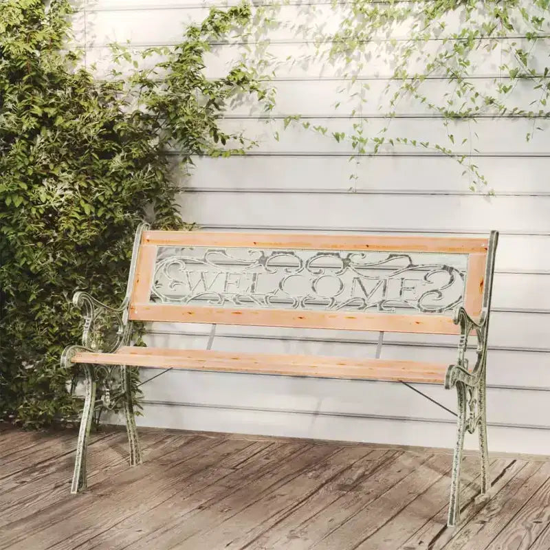 vidaXL Banc de jardin Bois marron, Bois noir, Fer forgé, PVC Standard
