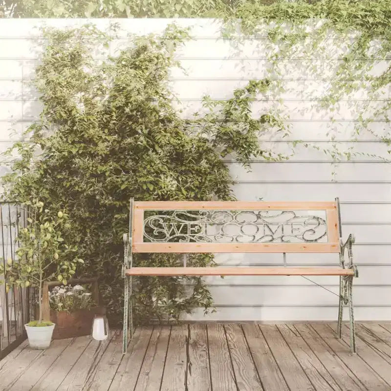vidaXL Banc de jardin Bois marron, Bois noir, Fer forgé, PVC Standard