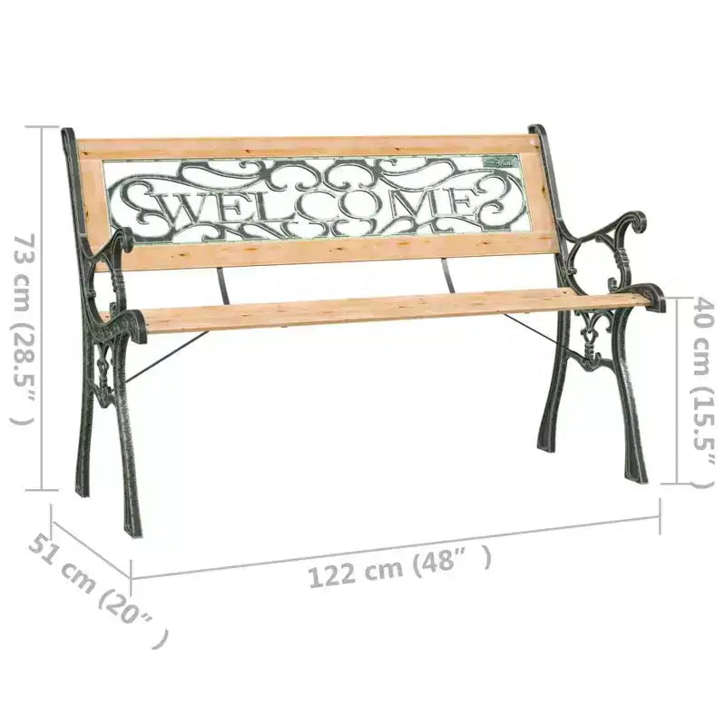 vidaXL Banc de jardin Bois marron, Bois noir, Fer forgé, PVC Standard