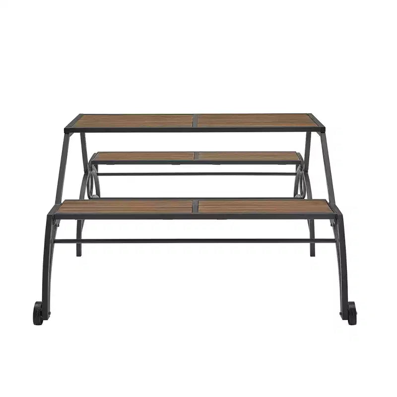 Table et banc d'extérieur convertible Llano - Noir/Noyer - iNSPIREQ