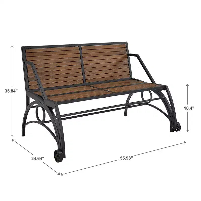 Table et banc d'extérieur convertible Llano - Noir/Noyer - iNSPIREQ