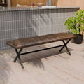 EAGLE PEAK Outdoor Wicker Dining Bench, All Weather PE Rattan Patio Bench for Garden, Deck, Porch, Living Room or Entryway, Brown