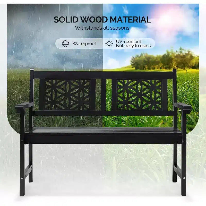 VINGLI Banc d'extérieur en bois de 119,4 cm, Banc de jardin en bois résistant aux intempéries, Causeuse d'extérieur, Capacité de 300 kg