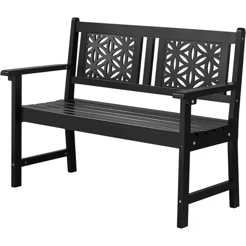 VINGLI 47 Outdoor Wood Bench, All Weather Outdoor Wooden Patio Garden Bench, Outside Loveseat 660lbs Capacity