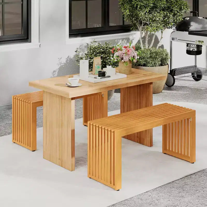Costway Banc de patio à lattes en bois d'acacia de 36 pouces pour 2 personnes Capacité de 800 lb
