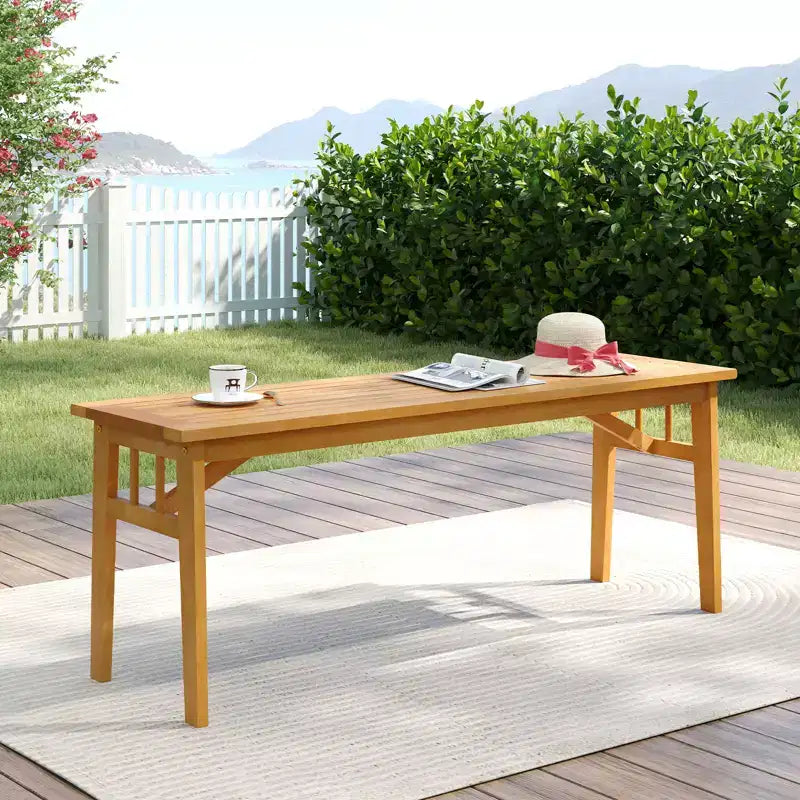 Banc d'extérieur Costway en bois d'acacia de 122 cm, sans dossier, avec assise à lattes