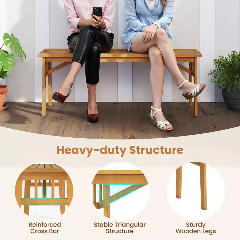 Banc d'extérieur Costway en bois d'acacia de 122 cm, sans dossier, avec assise à lattes