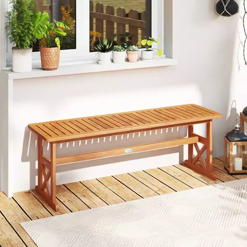 Banc d'extérieur Costway en bois d'acacia de 130 cm avec assise à lattes et cadre en X