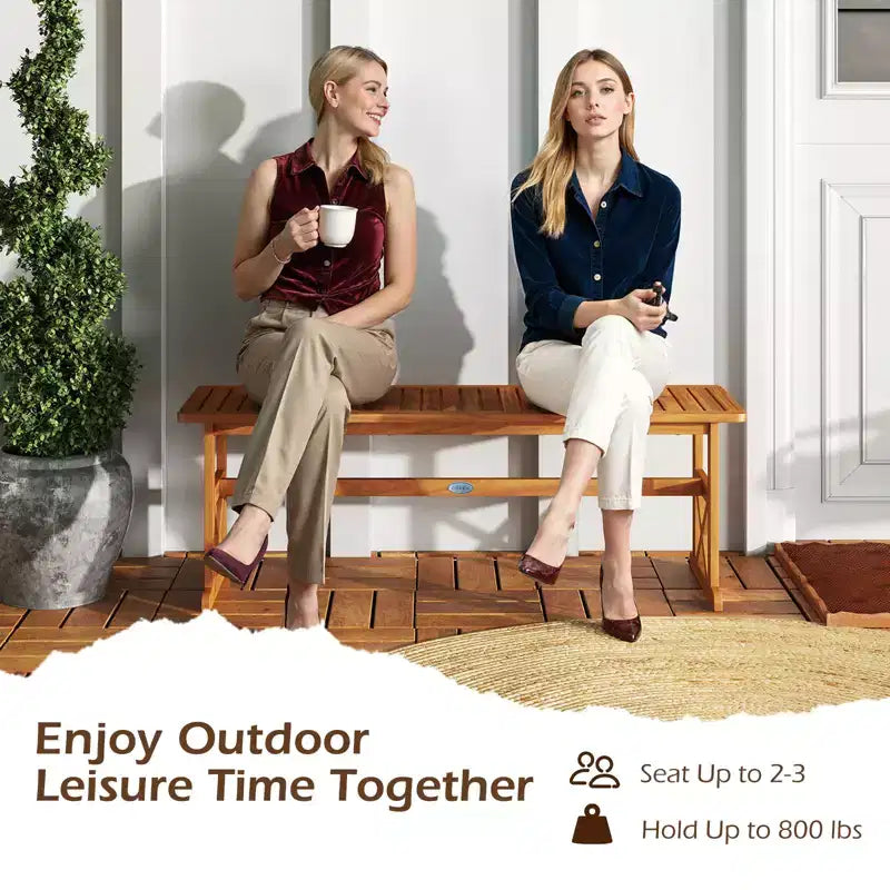 Banc d'extérieur Costway en bois d'acacia de 130 cm avec assise à lattes et cadre en X