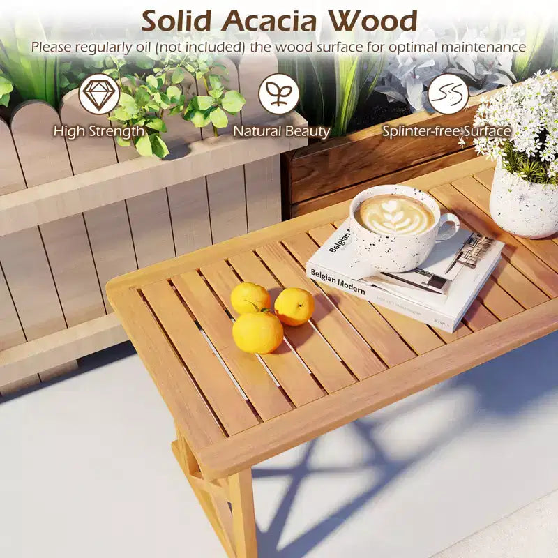 Banc d'extérieur Costway en bois d'acacia de 130 cm avec assise à lattes et cadre en X