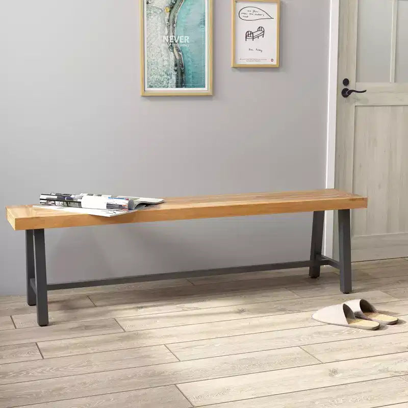 Costway Banc de patio de 1/2 places de 160 cm, long banc de salle à manger en bois d'acacia avec pieds en métal robustes