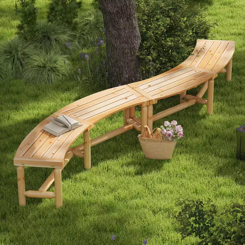 Costway Lot de 2 bancs incurvés de terrasse pour 2-3 personnes, causeuse d'extérieur pour jardin