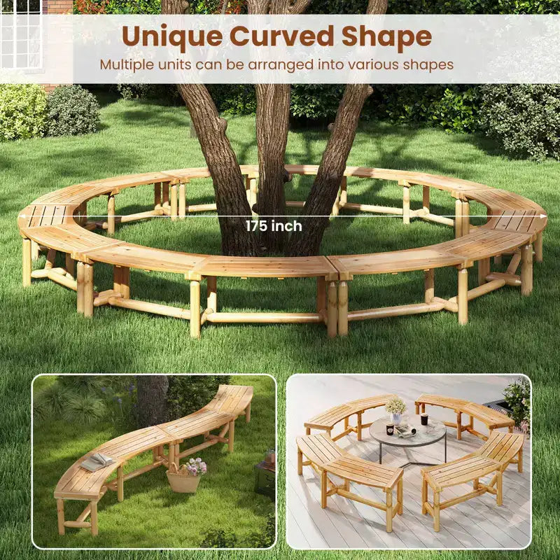 Costway Lot de 2 bancs incurvés de terrasse pour 2-3 personnes, causeuse d'extérieur pour jardin