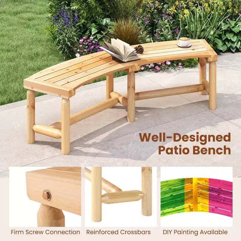Costway Lot de 2 bancs incurvés de terrasse pour 2-3 personnes, causeuse d'extérieur pour jardin