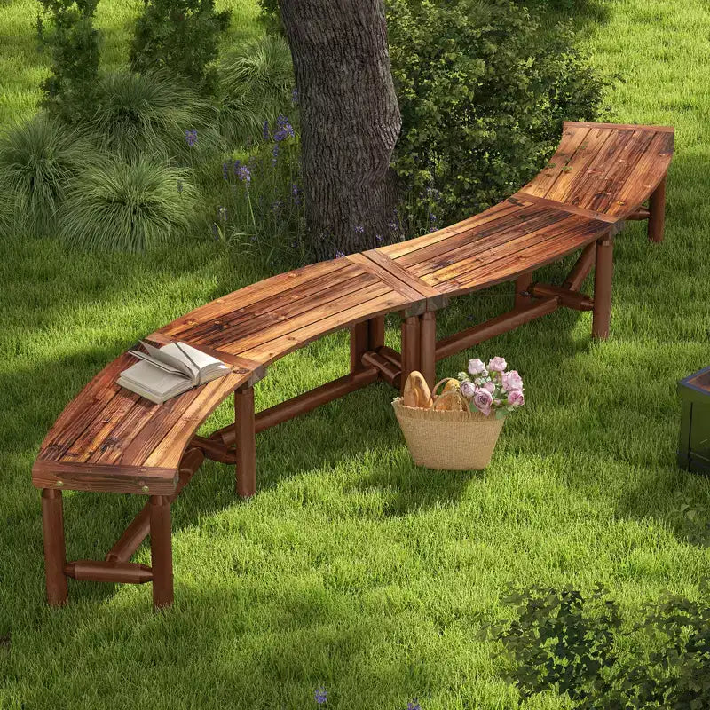 Costway Lot de 2 bancs incurvés de terrasse pour 2-3 personnes, causeuse d'extérieur pour jardin