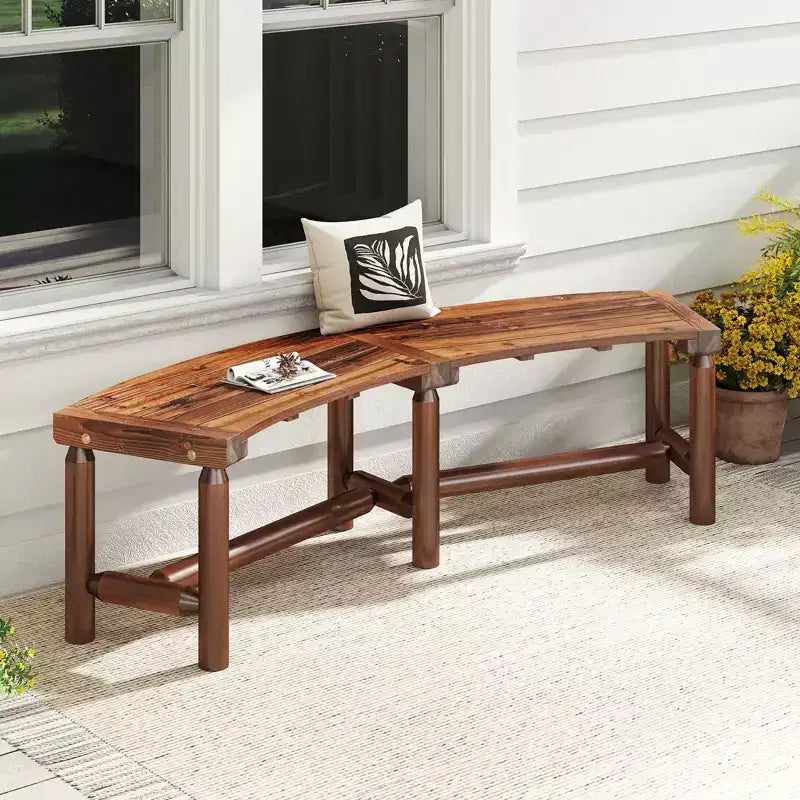 Costway Lot de 2 bancs incurvés de terrasse pour 2-3 personnes, causeuse d'extérieur pour jardin