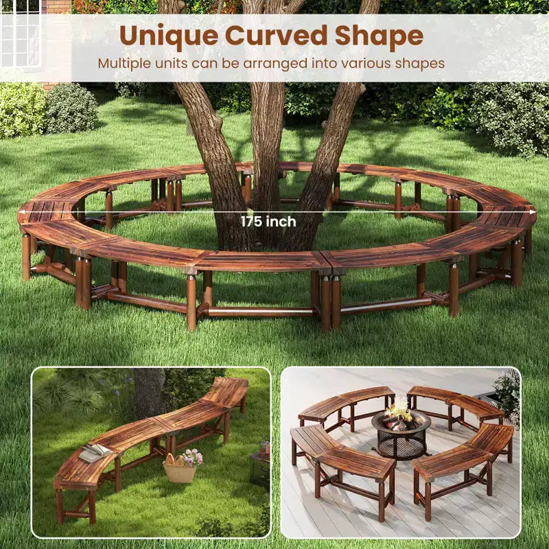 Costway Lot de 2 bancs incurvés de terrasse pour 2-3 personnes, causeuse d'extérieur pour jardin