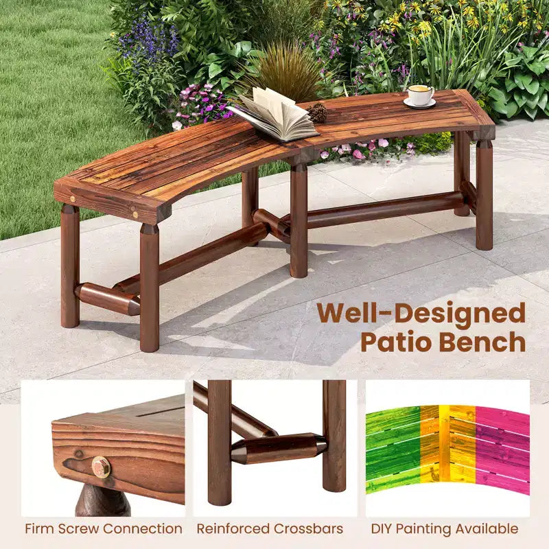 Costway Lot de 2 bancs incurvés de terrasse pour 2-3 personnes, causeuse d'extérieur pour jardin