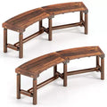 Costway 2PCS Patio Curved Bench for 2-3 People Outdoor Loveseat for Backyard Garden
