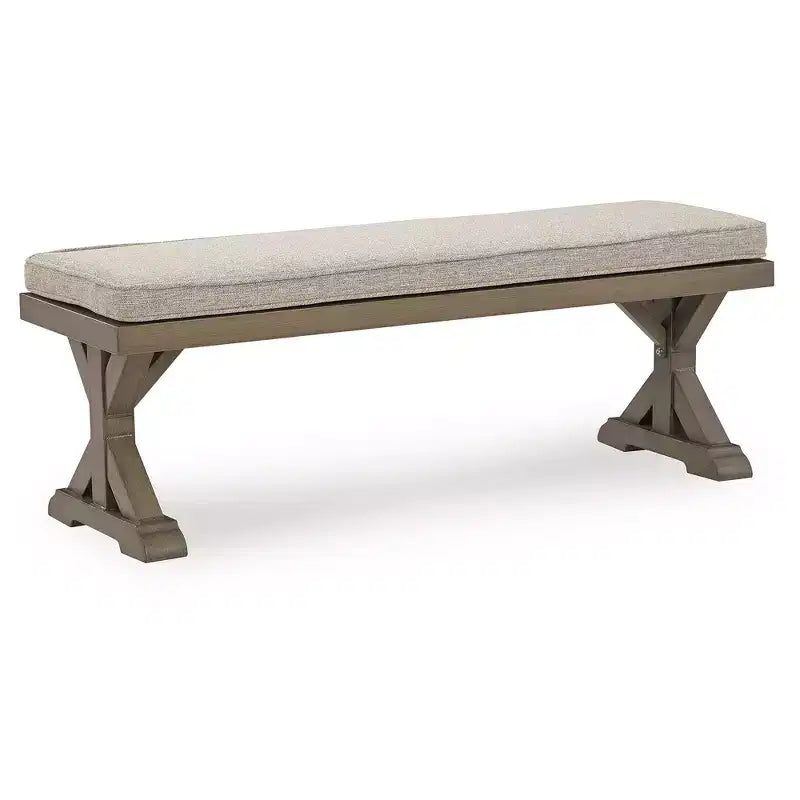 Banc d'extérieur avec coussin Carmel Bay Signature Design by Ashley, cadre en aluminium résistant aux intempéries, beige