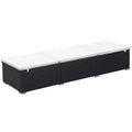 vidaXL Sunlounger Black and cream white PE rattan and powder-coated steel