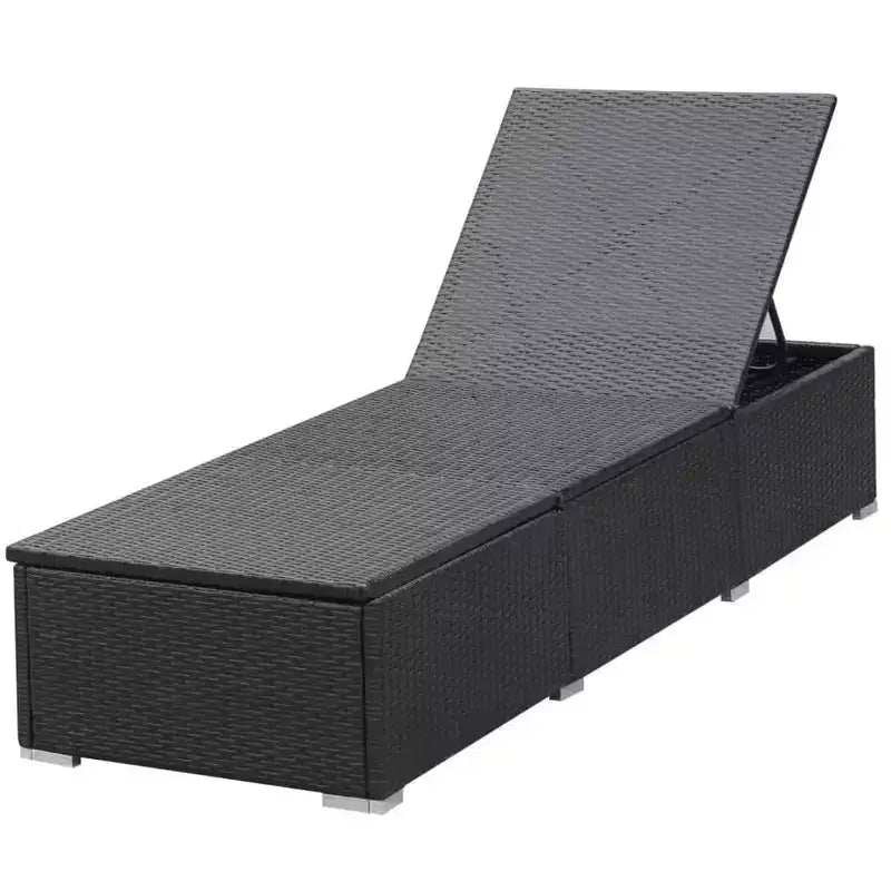 vidaXL Chaise longue en résine tressée noire et blanc crème et acier enduit de poudre