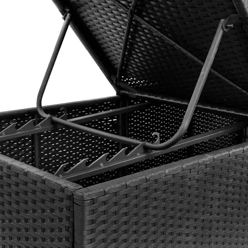 vidaXL Chaise longue en résine tressée noire et blanc crème et acier enduit de poudre