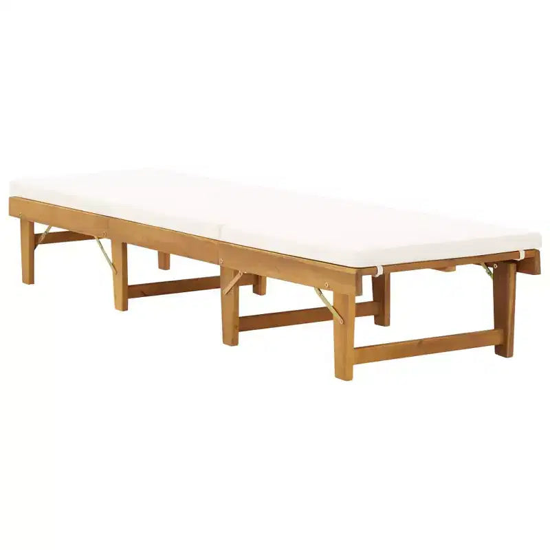 vidaXL Chaise longue Bois d'acacia massif couleur bois naturel, blanc crème